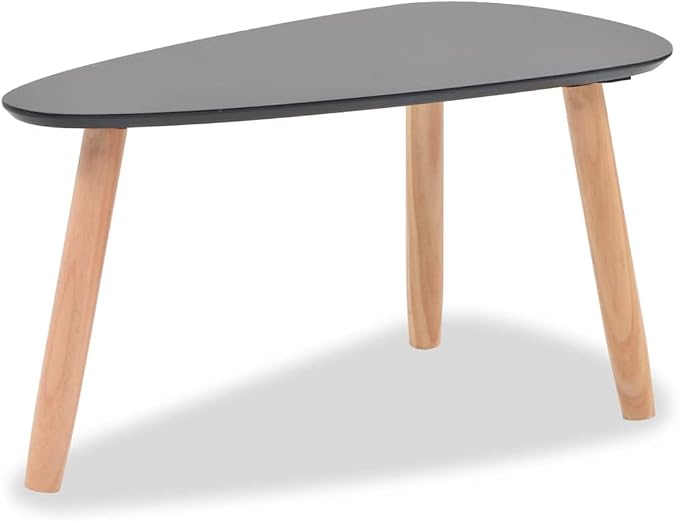 2 Coffee Tables Modern Coffee Table & Center Table Black MDF Tabletop Solid - Image 6