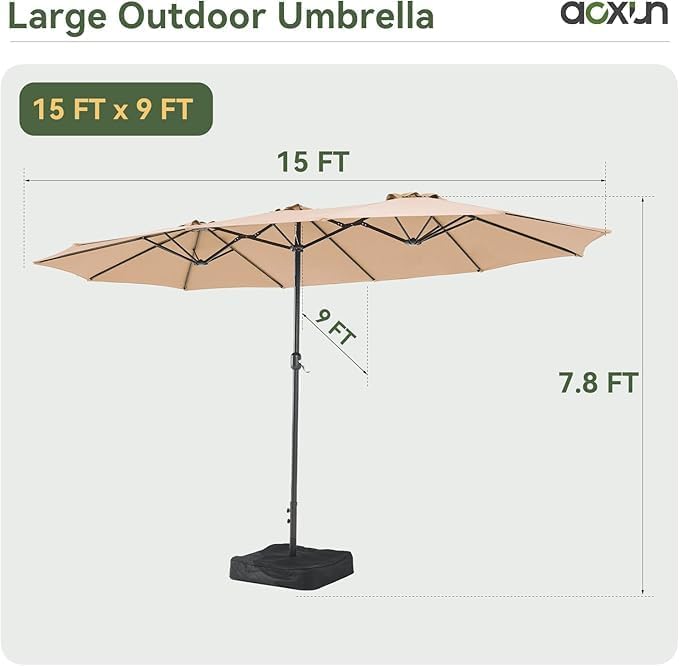 Aoxun 8-Piece Patio Table and Chairs Set & 15ft Patio Umbrella - Image 3