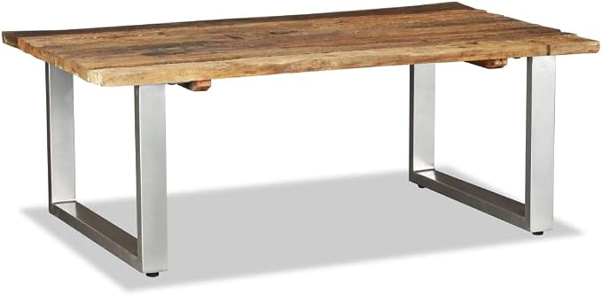 Multicolor Solid Reclaimed Wood Coffee Table, Industrial Wrought Iron Frame - Image 3