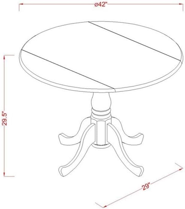 East West Furniture DLBO5-OAK-W 5 Piece Dining Set Includes a Round Dining Room - Image 5