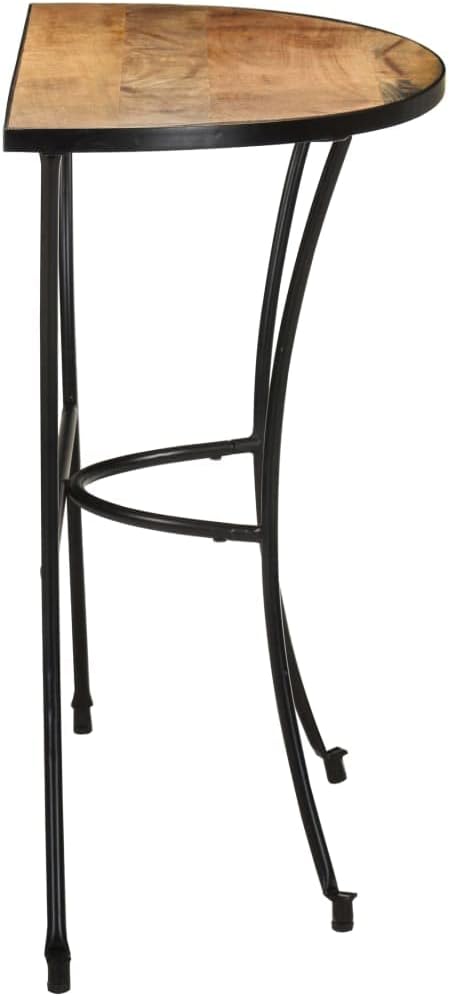 Industrial Style Side Table, Natural Solid Mango Wood, Lacquered Finish - Image 4