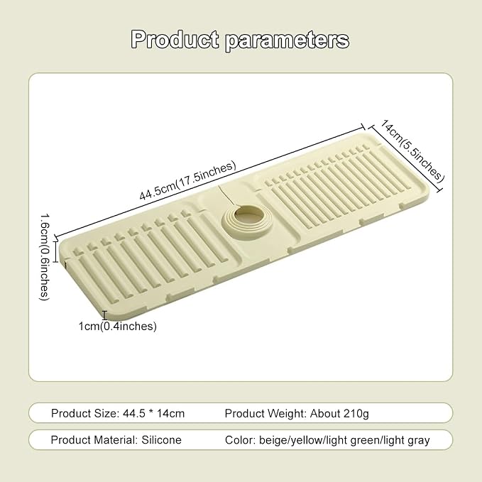 Faucet Mat for Kitchen Sink, 2024 Upgrade Faucet Guard Draining Mat Silicone - Image 5