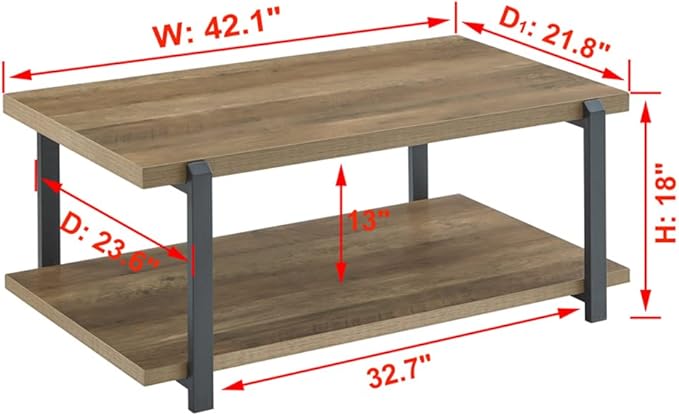 FOLUBAN Industrial Coffee Table - Image 2