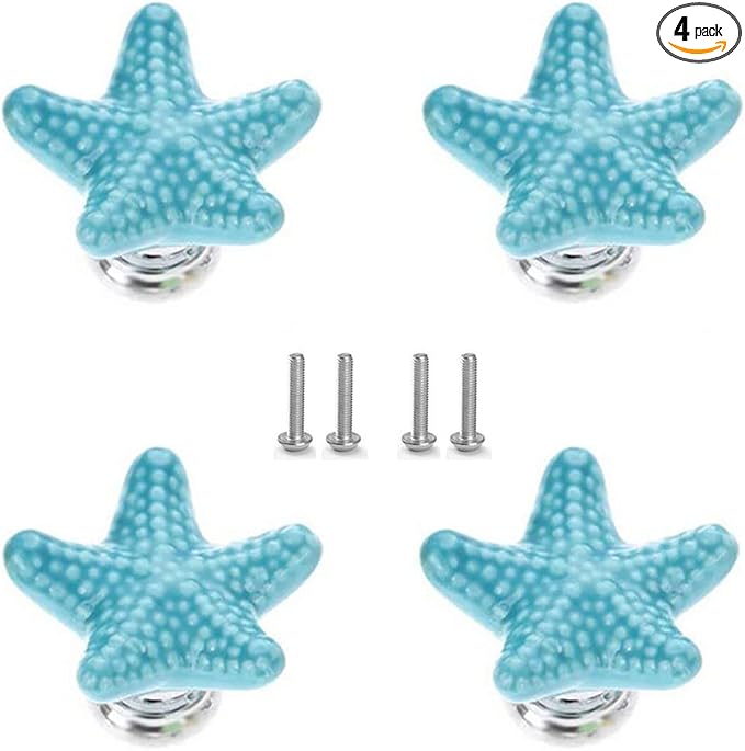 Starfish Drawer Knobs Coastal Kitchen Cabinet Knos Beach Themeb Knob Ceramic by Brosay