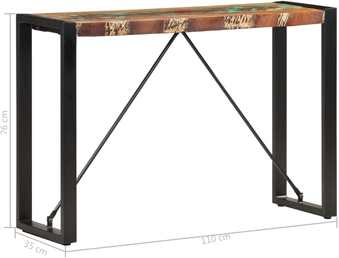 SKM Console Table 110x35x76 cm Solid Reclaimed Wood - Image 4