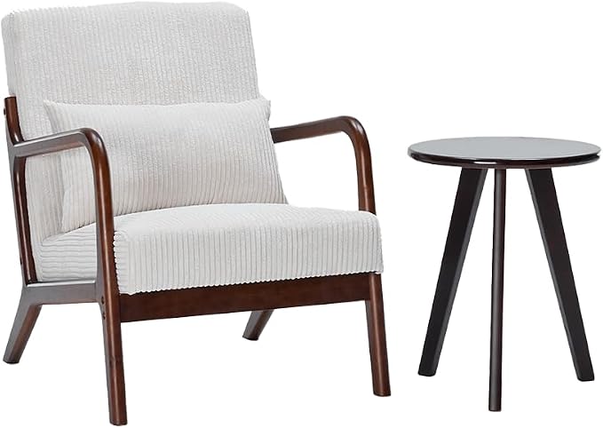 Mid-Century Modern Accent Chair & Coffee Table Set, Vintage Luxury 2-Piece - Image 8