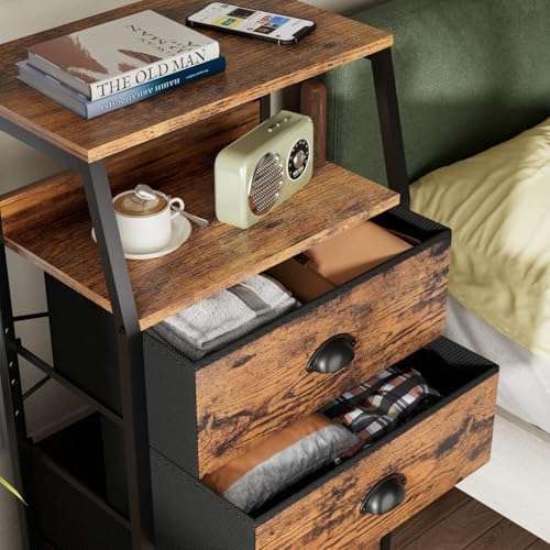 Furnulem Night Stand, Tall 4 Drawers Dresser - Image 5
