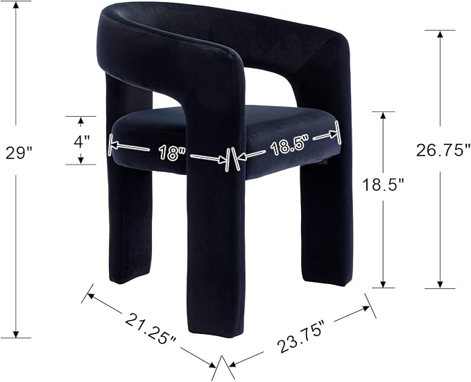 BESTANO Set of 3 Modern Velvet Fabric Upholstered Dining Chairs - Image 3