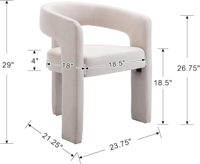 BESTANO Set of 4 Modern Linen Fabric Upholstered Dining Chairs - Image 3