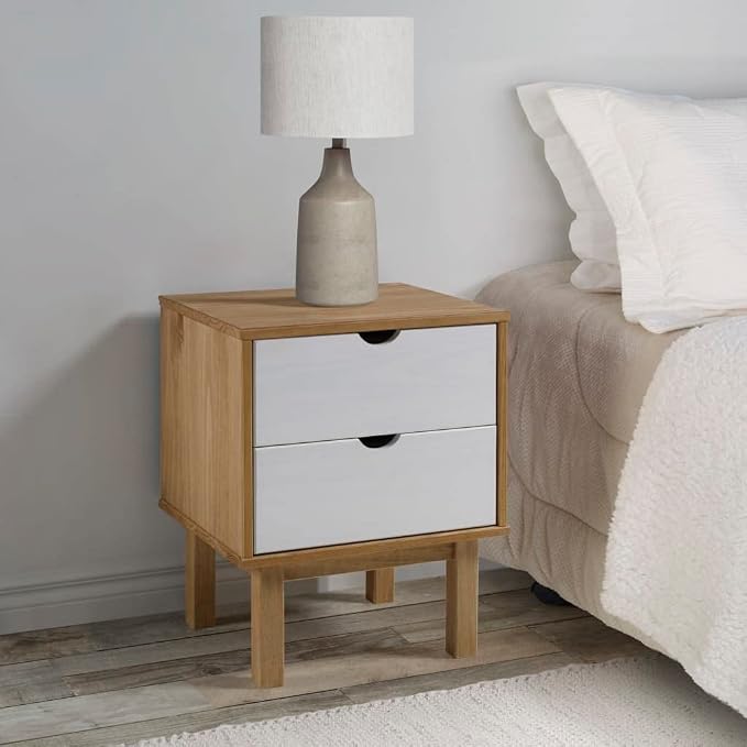 Scandinavian Style Bedside Cabinet, Engineered Wood Nightstand, 15.4" x 17.7" x by Unknown