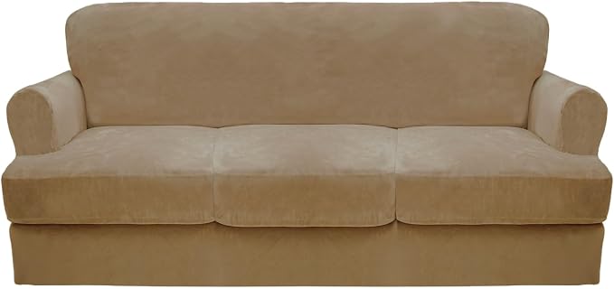CUCRAF T Cushion Sofa Cover 4 Piece Slipcovers, Soft Thick Velvet Couch Cover by CUCRAF