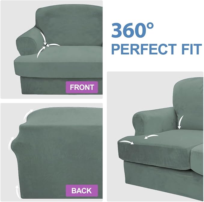 CUCRAF Cushion Sofa Cover 3 Piece Slipcovers, Soft Thick Velvet Couch Cover - Image 6