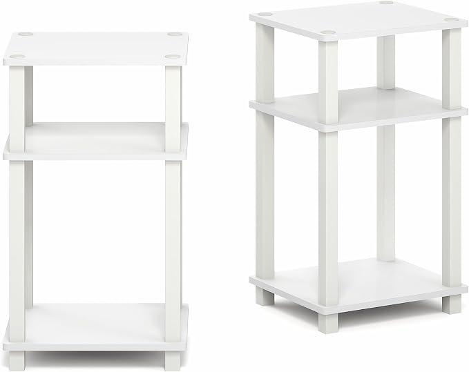 Furinno JUST Side Table Set of 2, 3-Tier Open Shelf Modern End Table, Toolless - Image 6