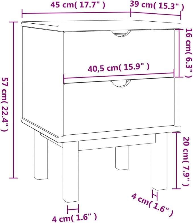 Scandinavian Style Bedside Cabinet, Engineered Wood Nightstand, 15.4" x 17.7" x - Image 2