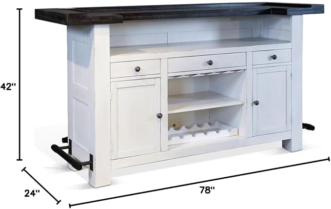 Pemberly Row Set of 3 Wood Bar Unit and 2 Backless Swivel Barstool - Image 10