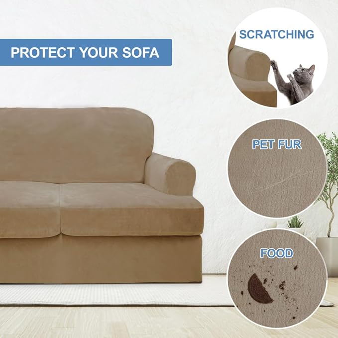 CUCRAF Cushion Sofa Cover 4 Piece Slipcovers, Soft Thick Velvet Couch Cover - Image 4