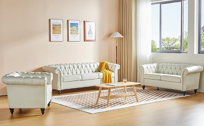 AVZEAR Chesterfield Loveseat Sofa, Upholstered Sofa Modern Sofa Couches Set - Image 7