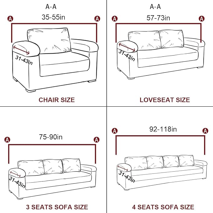 vctops 4 Seater Velvet Plush Stretch Sofa Slipcover 1-Piece Sofa Cover - Image 4