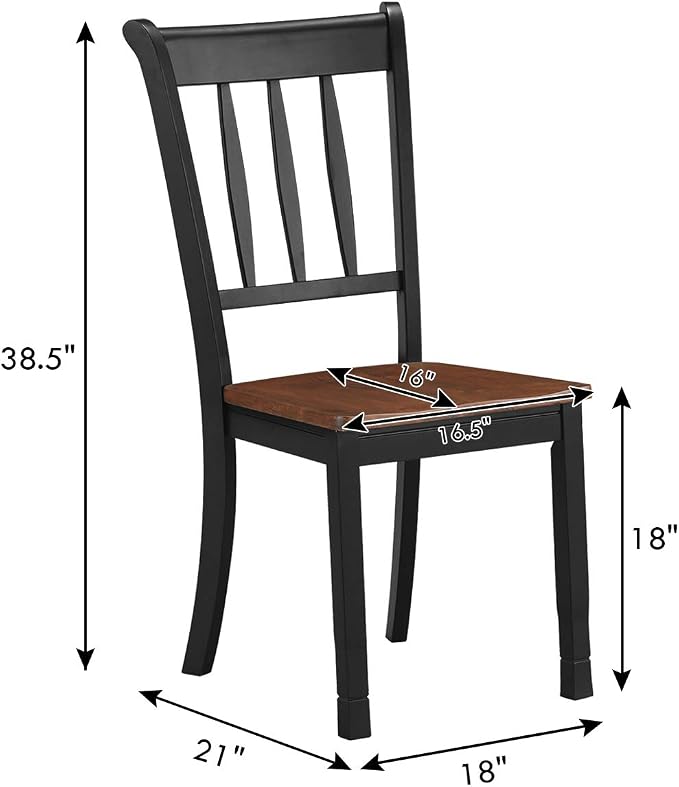 Giantex Wood Dining Chairs Set of 2, Armless Kitchen Chairs w/Solid Rubber Wood - Image 3