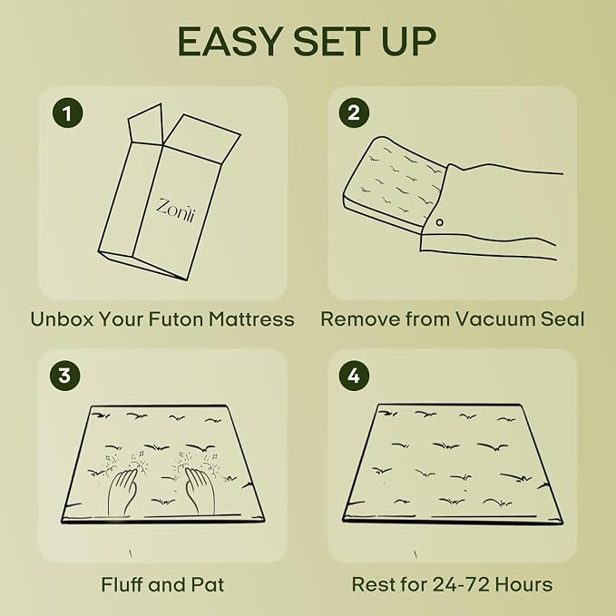 ZonLi Japanese Floor Futon Mattress Queen Size 80"x 60", 100% Cotton Cover - Image 7