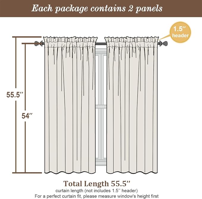 Chyhomenyc Charcoal Grey Semi Sheer Curtains 54 Inch Length - Image 5