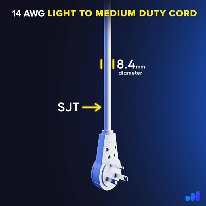 Maximm Cable 0.5 Feet 14Awg 360° Rotating Flat Plug Extension Cord/Wire - Image 5