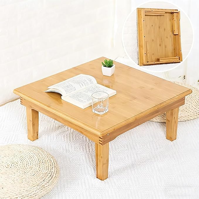 SH-tables Folding Japanese-Style Square Bamboo Table, Computer Desk, Low by Unknown