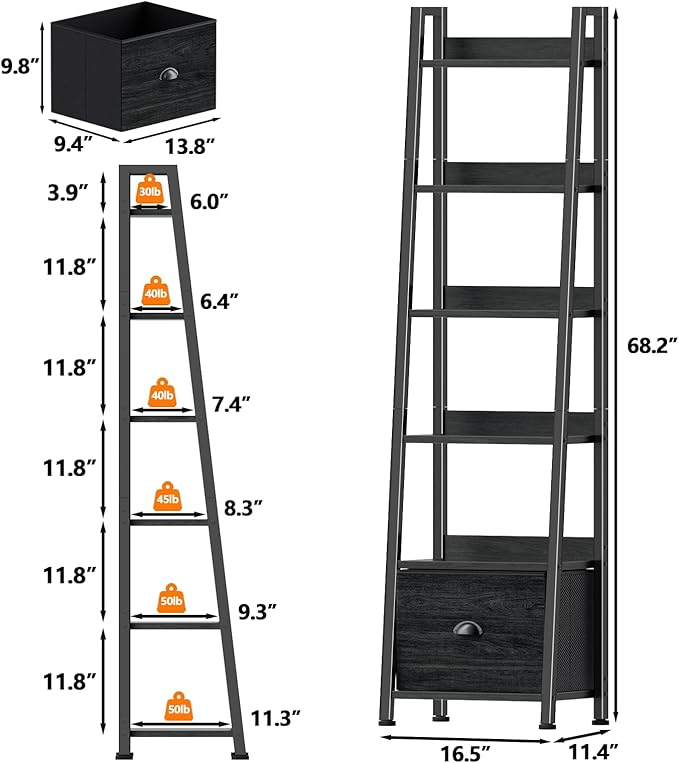 Furologee 6 Tier Ladder Shelf, Ladder Bookshelf - Image 3