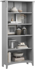 Bush Home Salinas 5 Shelf Bookcase in Cape Cod Gray, Tall Bookshelf, Large Book by BushHome