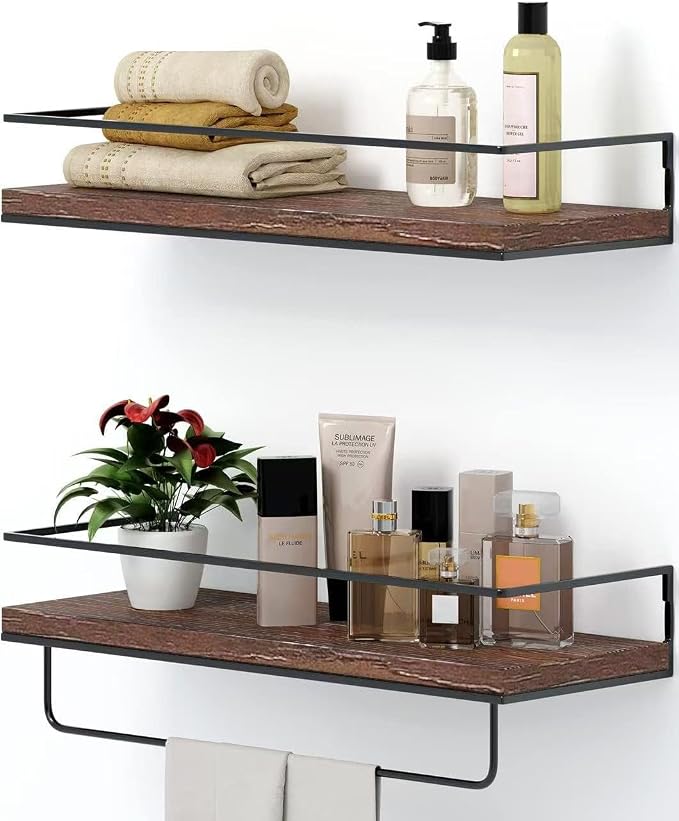 Shario Rustic Wood Floating Shelves by Shario