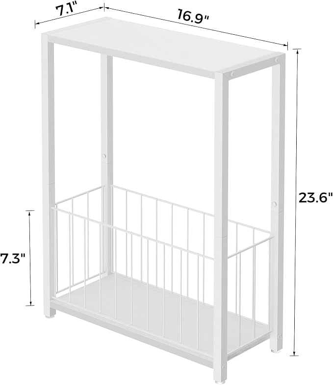 Homleke Narrow Side Table with Magazine Holder, Skinny End Table Perfect - Image 3