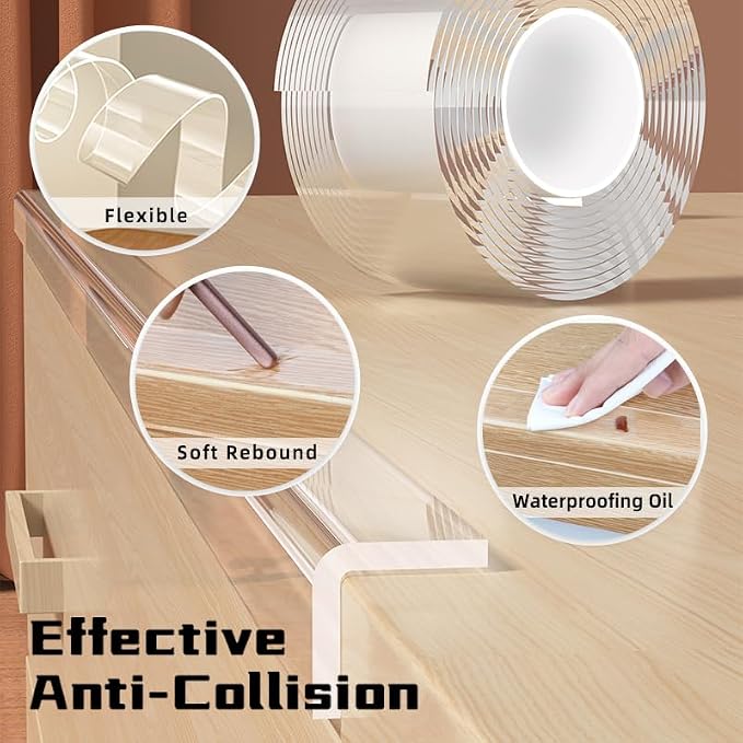Clear Soft Corner Protectors for Furniture Strip, 1.18 in x 13.12 FT Edge Bumper - Image 3
