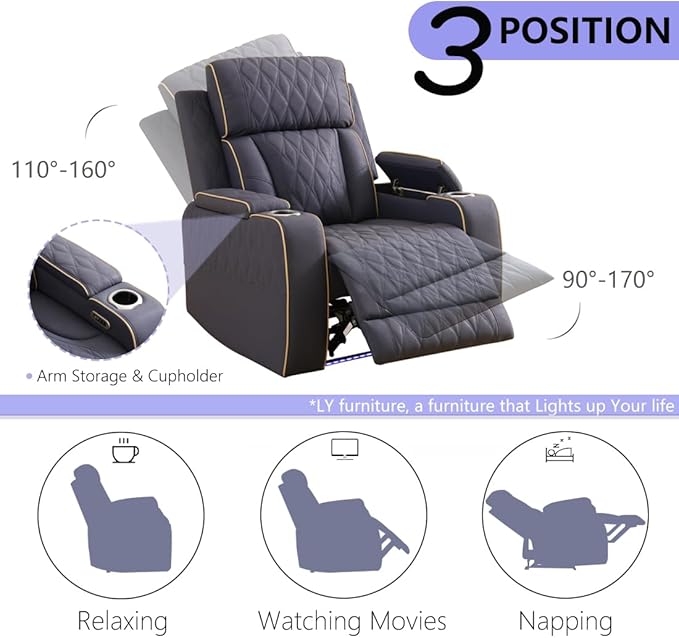 Power Reclining Sofa Set, Living Room Furniture Sets, Leather Recliner Loveseat - Image 7