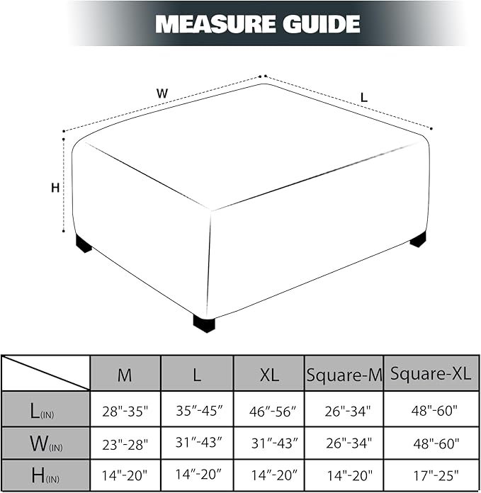 NeColorLife Square Ottoman Cover Jacquard Fabric Thick Stretchable Slipcover - Image 4