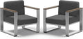 2 Pieces Outdoor Aluminum Armchair, Modern Patio Patio Furniture by ComfCove