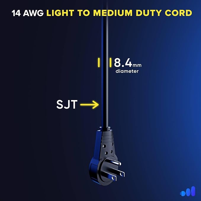 Maximm Extension Cord 4 Feet – 360° Rotating Flat Plug, 3-Prong Grounded Power - Image 5