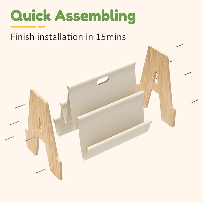XiaZ Kids Bookshelf Wooden Montessori Toddler Bookshelf Solid Pine A-Frame - Image 5