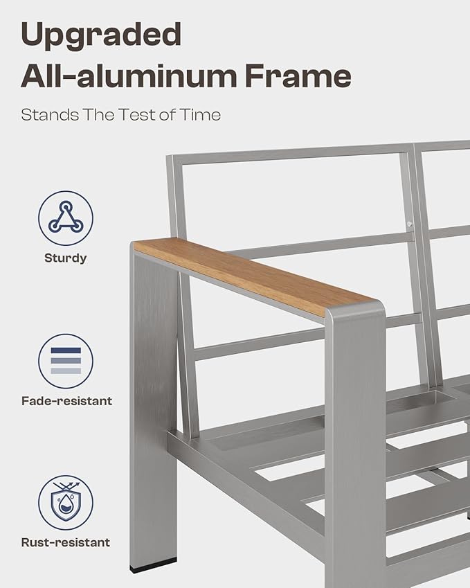 Aluminum Outdoor Sofa Bistro Set, 3 Piece Outdoor Patio Furniture Set - Image 4