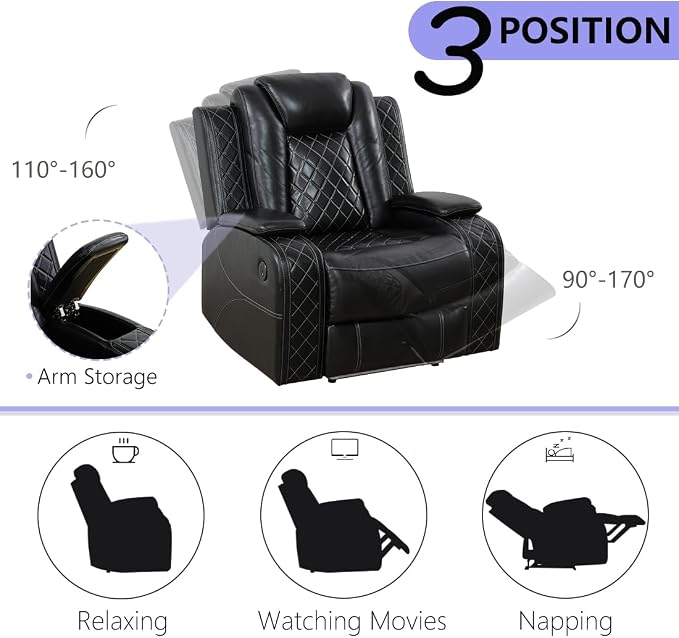 Power Recliner Loveseat, Living Room Furniture Sets, Breathing Leather - Image 5