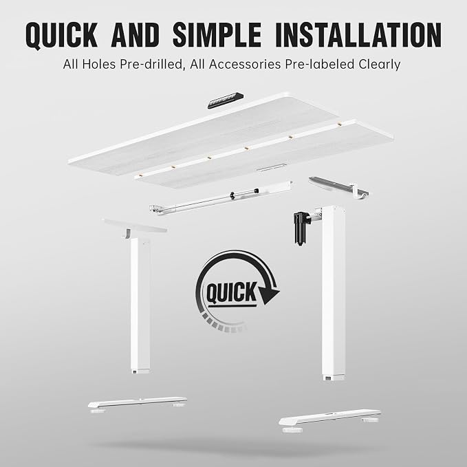 Veken 63x27.6 Inch Large Electric Standing Desk, Heights Adjustable, Sit to - Image 5