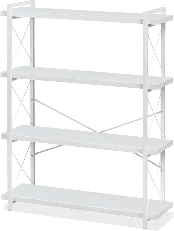 HCHQHS Bookshelf, 4-Tier Industrial Bookcase, Freestanding Tall Bookshelves by HCHQHS