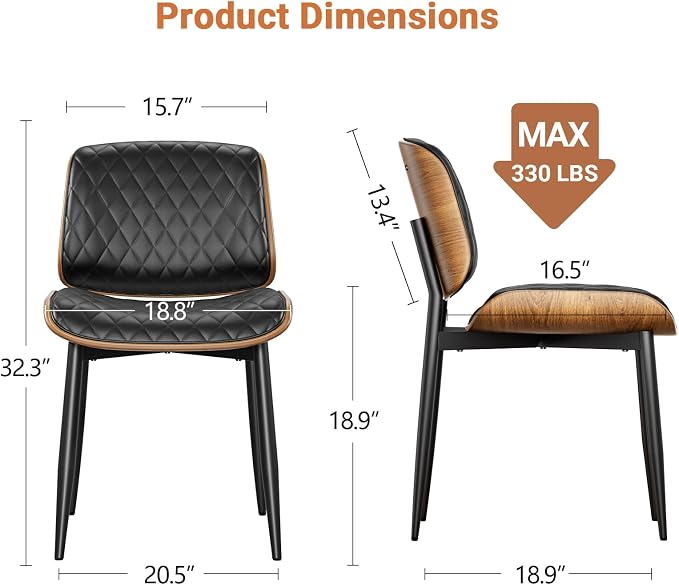 YaFiti Dining Chairs Set of 2, Mid Century Modern Accent Dining Room and - Image 2