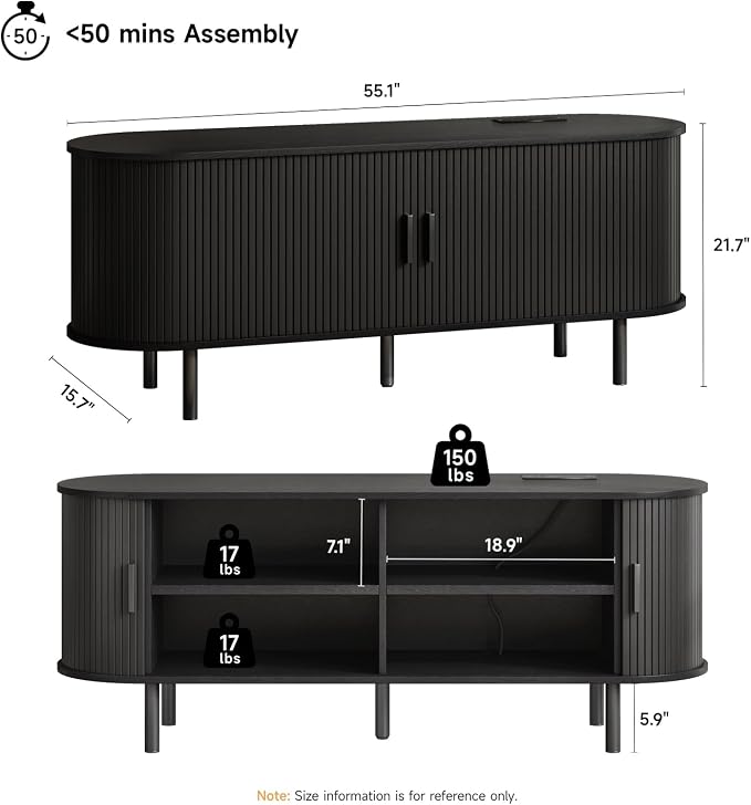 ONBRILL 55" TV Stand with Power Outlet - Image 2