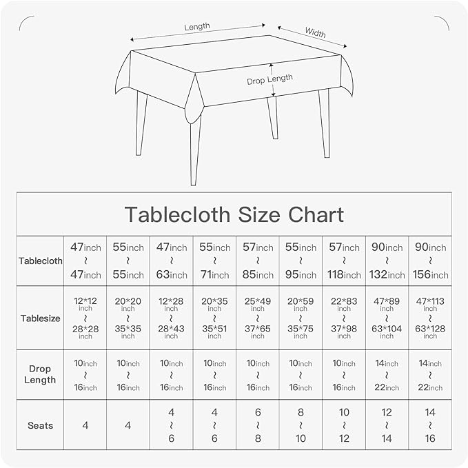 BALCONY & FALCON Rectangle Tablecloth Washable Wrinkle Resistant Water Proof - Image 7