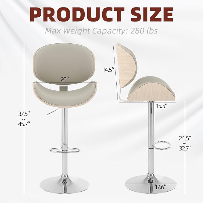 civama Bar Stools Set of 6 for Kitchen Counter, Adjustable Bar Height Chairs - Image 2