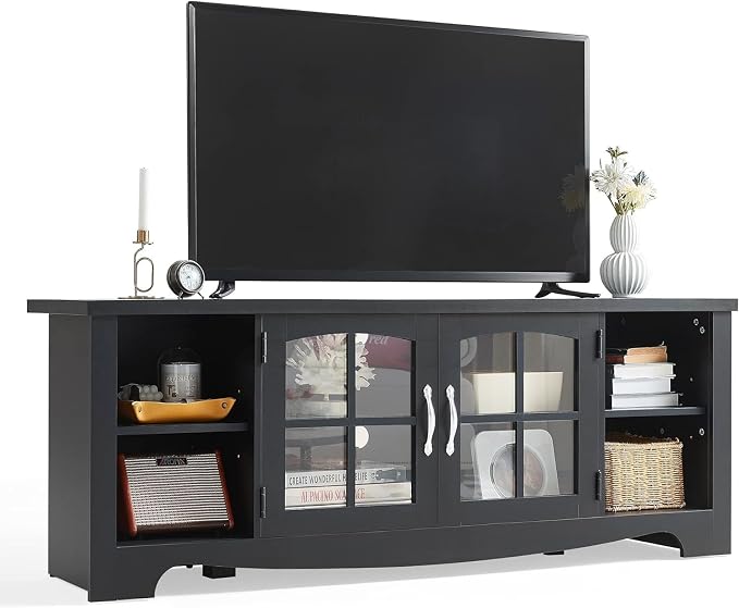 LINSY HOME Farmhouse TV Stand for 65 Inch TV, Wood Entertainment Center by LINSYHOME