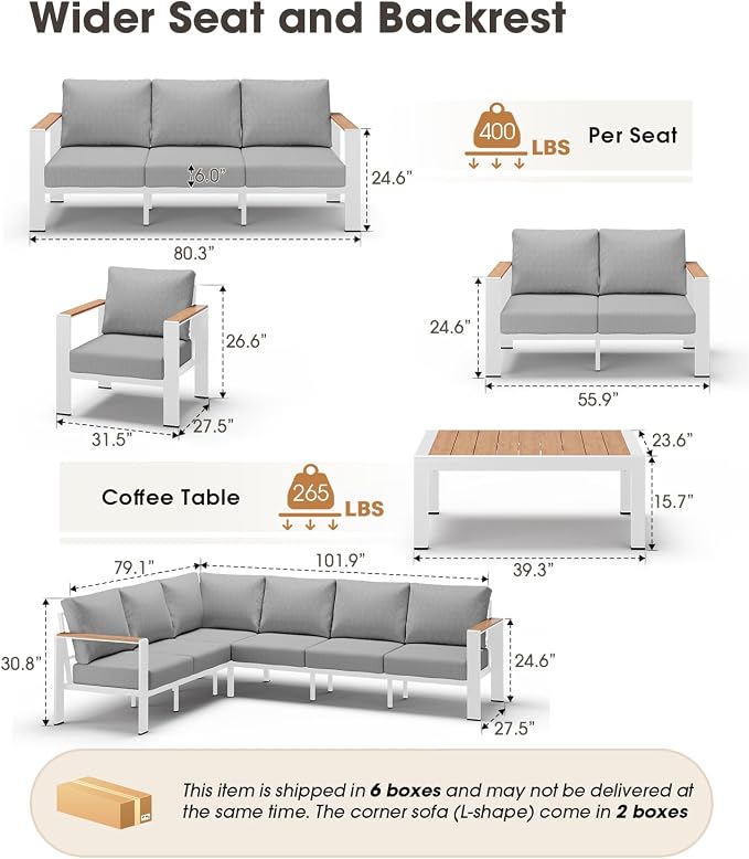 Aluminum Outdoor Patio Furniture Set, 11 Seats Patio Conversation Sets - Image 8