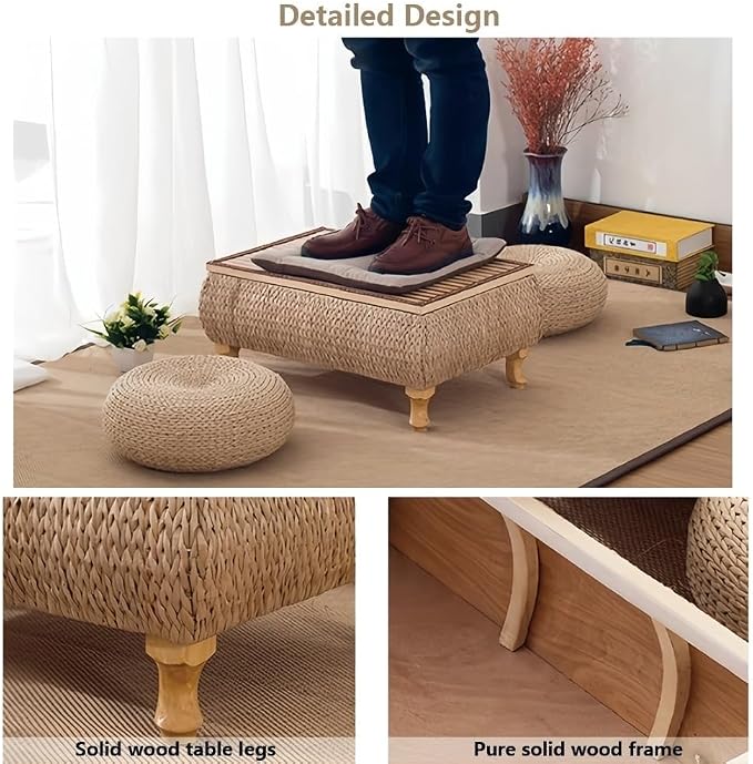 Japanese-Style Rattan Floor Table - Image 6