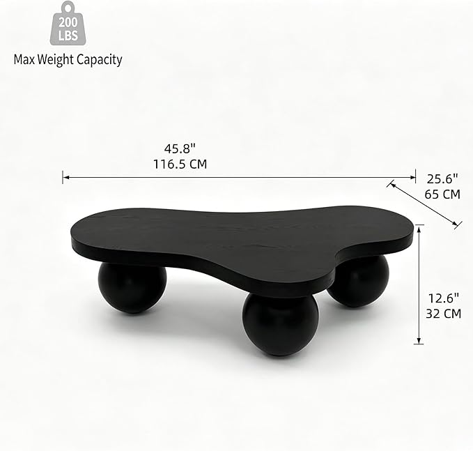 46" Cloud Coffee Table with 3 Ball Legs, Modern Irregular Center Table - Image 2