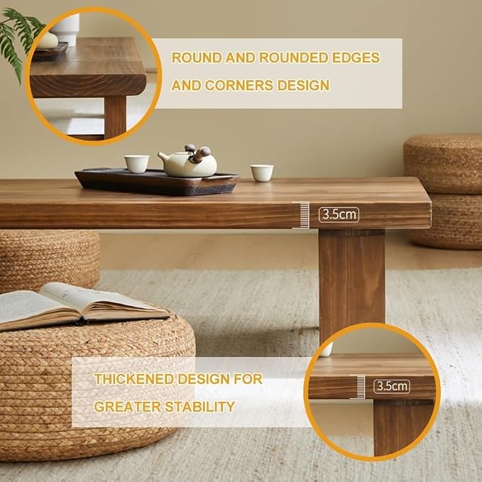 Japanese Style Vintage Tea Table Low Table Rectangular Tatami Table Sitting On - Image 4